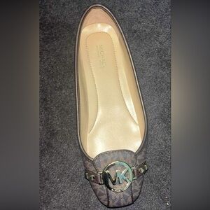 Michael Kors Patterned Brown Loafers with Gold Accent